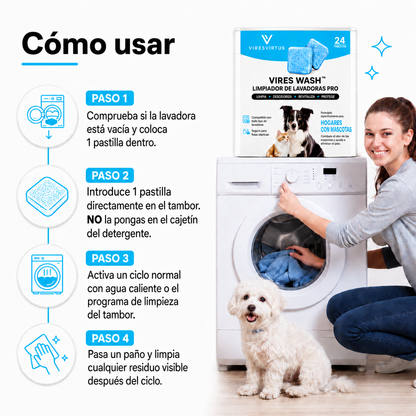 ViresWash™ Limpia tu lavadora y elimina los pelos de mascota