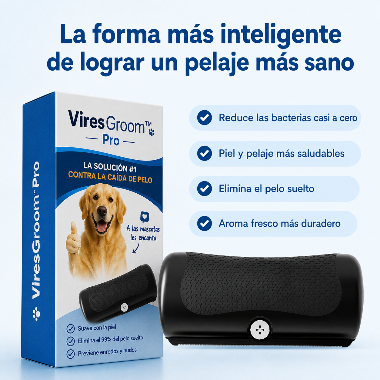 ViresGroom™ Pro - Elimina el pelo muerto donde otros no llegan.