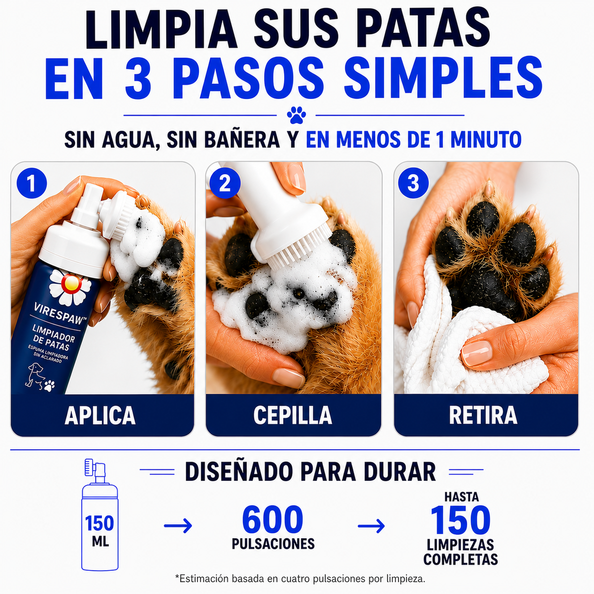 ViresPaw™ — Espuma Limpiadora: Patas Limpias en 1 Minuto